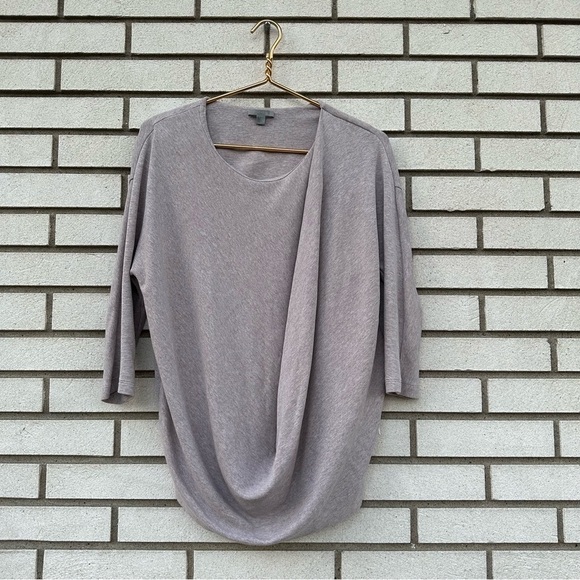 COS Oatmeal Asymmetrical Drape Front Jersey Sweater Top - Picture 2 of 12